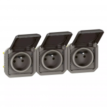 prise de courant 3x2p+t horizontale plexo composable anthracite (069844l)
