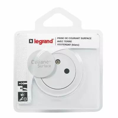 Prise de courant avec terre C�liane Surface avec Plaque - Blanc (099560)