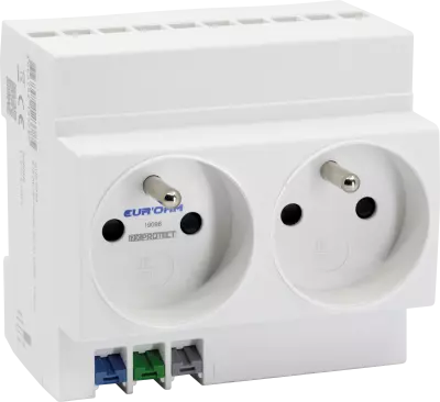 Prise de courant double 16A/230V 2P+T modulaire connexion rapide (19098)