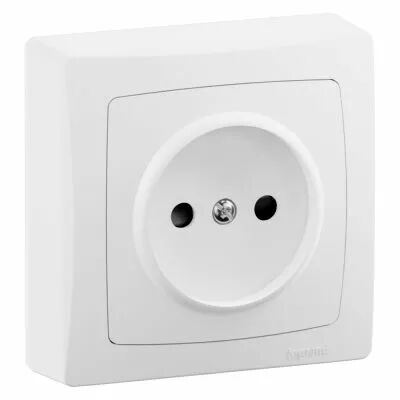 Prise de courant sans terre avec �clips - Saillie - Complet Blanc (086022L)