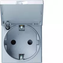 Prise de courant Schuko gallery a couvercle 2P+T titane (WXF165T)