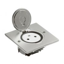 Prise de sol simple 2P+T Surface 16A 250V avec platine carrée - inox brossé (089760)