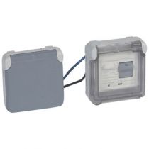 Prise différentielle 10 mA Prog Plexo composable gris - 16 A - 250 V