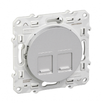 Prise Double Rj45 Alu Sans Connecteur Odace (S530410)