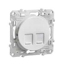 Prise Double Rj45 Blanc Sans Connecteur (Empreinte Infraplus) Odace (S520410)