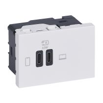 Prise double USB Mosaic Type-C 63W Power Delivery 3 modules - blanc (077673L)