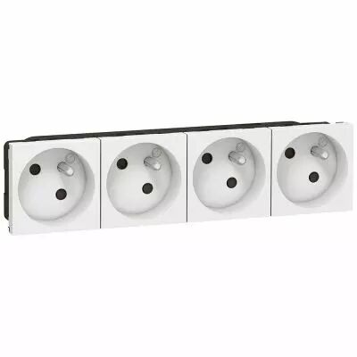 Prise multi supports Prog Mosaic - 4x2P+T � 45� - bornes auto - 8 mod - blanc