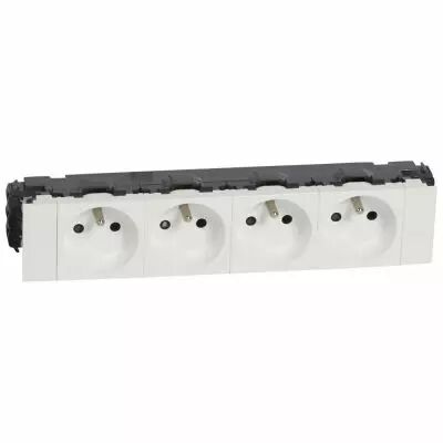 Prise pour goulotte clippage direct Prog Mosaic - 4x2P+T - 8 mod - blanc