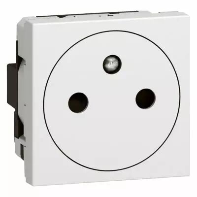 Prise Prog Mosaic - 2P+T � puits affleurant - 2 mod - blanc antimicrobien