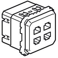 Prise quadruple RJ 45 STP multimédia Céliane - réseau Optimum auto (067394)