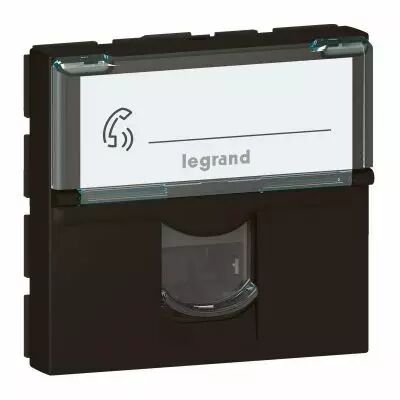 Prise RJ45 cat�gorie6A STP � blindage m�tal Mosaic 2 modules - noir mat (079176L)