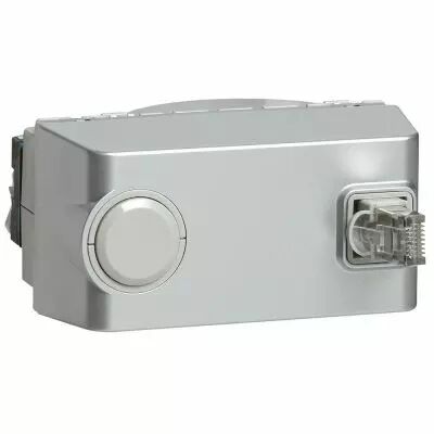 Prise RJ45 Prog Mosaic - Cat. 6 - FTP - avec enrouleur - 4 mod - alu - LCS� (079433)