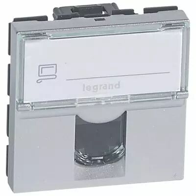 Prise RJ45 Prog Mosaic - Cat. 6 - UTP - 2 mod - alu - LCS� (079464)