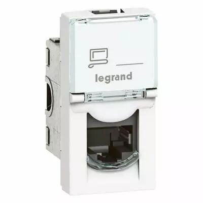 Prise RJ45 Prog Mosaic - Cat. 6- STP- blind�e- 1 mod- blanc antimicrobien- LCS� (076583)