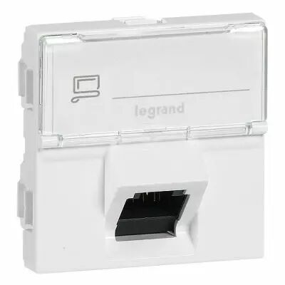 Prise RJ45 Prog Mosaic - Cat. 6A - STP - inclin�e 45� - 2 mod - Blanc - LCS� (076508)