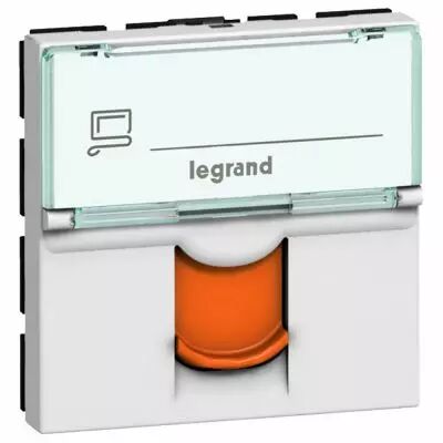 Prise RJ45 Prog Mosaic - Cat. 6A - STP - volet orange - 2 mod - blanc - LCS� (076525)
