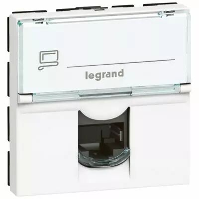 Prise RJ45 Prog Mosaic - Cat.6 - STP - Blindage m�tal - 2 mod - blanc - LCS� (076566)