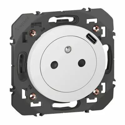 Prise Surface dooxie avec chargeur Type-C int�gr� en face avant de la prise finition blanc (600341)