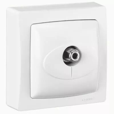 Prise t�l�vision simple typeF � visser Appareillage saillie complet - blanc (086053)