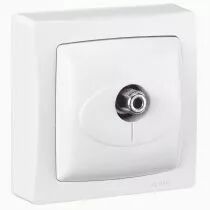 Prise t&eacute;l&eacute;vision simple typeF &agrave; visser Appareillage saillie complet - blanc (086053)