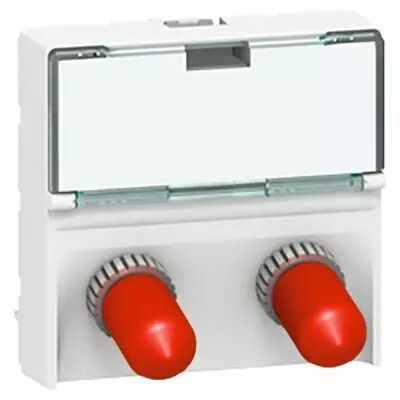 Prise travers�e fibre optique Prog Mosaic - 2 x ST - � ba�onnette - 2 mod -blanc (078616)