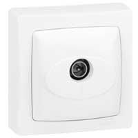 Prise TV simple - mâle - apareillage saillie complet - blanc (086040)