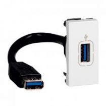 Prise USB Data femelle Mosaic - préconnectorisée - 1 module - blanc (078746)