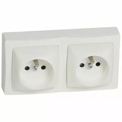 Prises 2x2P+T bornes auto appareillage saillie complet - blanc