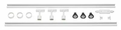 PURI TRACK, kit rail 1 allumage, int�rieur, blanc, GU10/LED GU10 51mm, 3x 12,9W, 2 rails de 1m, 3 spots, 1 connecteur et 2 embou