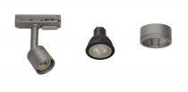PURI TRACK, kit rail 1 allumage, intérieur, gris argent, GU10/LED GU10 51mm, 3x 12,9W, 2 rails de 1m, 3 spots, 1 connecteur et 2
