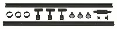 PURI TRACK, kit rail 1 allumage, int�rieur, noir, GU10/LED GU10 51mm, 3x 12,9W, 2 rails de 1m, 3 spots, 1 connecteur et 2 embout
