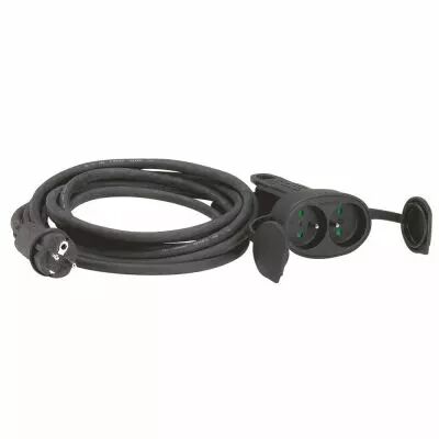 Rallonge - 2P+T - 16 A - IP 44 - IK 08 - dble prolongateur - 10 m -noir (051630)