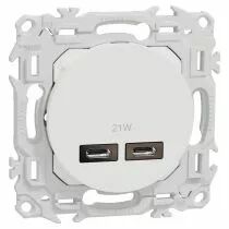 SCHNEIDER ELECTRIC - Odace - chargeur double USB type C+C - 21W Power Delivery - blanc craie  (S920401)