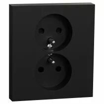 SCHNEIDER ELECTRIC - Odace - double prise de courant 2P+T avec plaque - install 1 poste - noir onyx (S941089)
