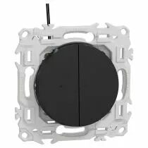SCHNEIDER ELECTRIC - Odace - double va-et-vient ou poussoir lumineux LED 0,15mA - 10AX - noir onyx (S940273)