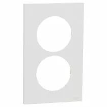 SCHNEIDER ELECTRIC - Odace - plaque de finition 2 postes entraxe spécifique 57mm - Blanc craie (S920714)