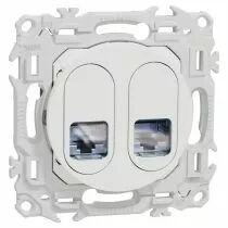SCHNEIDER ELECTRIC - Odace - prise double RJ45 - Cat6 STP grade 2TV min à grade 3TV - blanc craie (S920486)