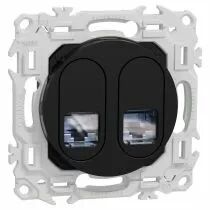 SCHNEIDER ELECTRIC - Odace - prise double RJ45 - Cat6 STP grade 2TV min à grade 3TV - noir onyx (S940486)