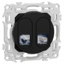 SCHNEIDER ELECTRIC - Odace - prise double RJ45 - Cat6A STP grade 3TV - noir onyx (S940487)