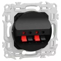 SCHNEIDER ELECTRIC - Odace - prise haut-parleurs double 2 sorties - à poussette - noir onyx (S940488)