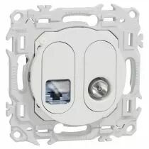 SCHNEIDER ELECTRIC - Odace - prise mixte RJ45 Cat.6 STP + TV - blanc craie (S920141)