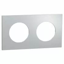 SCHNEIDER ELECTRIC - Odace Métal - plaque de finition 2 postes - effet Aluminium support blanc (S914704)