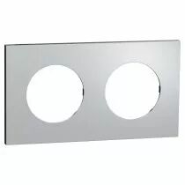 SCHNEIDER ELECTRIC - Odace Métal - plaque de finition 2 postes - effet Aluminium support noir (S913704)