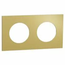 SCHNEIDER ELECTRIC - Odace Métal - plaque de finition 2 postes - effet Laiton support blanc (S911704)