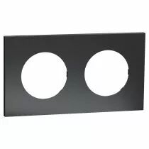 SCHNEIDER ELECTRIC - Odace Métal - plaque de finition 2 postes - effet Perle Noire support noir (S912704)