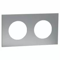 SCHNEIDER ELECTRIC - Odace Métal - plaque de finition 2 postes - effet Titane support blanc (S910704)