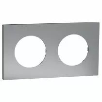 SCHNEIDER ELECTRIC - Odace Métal - plaque de finition 2 postes - effet Titane support noir (S915704)