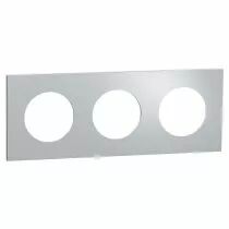 SCHNEIDER ELECTRIC - Odace Métal - plaque de finition 3 postes - effet Aluminium support blanc (S914706)