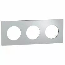 SCHNEIDER ELECTRIC - Odace Métal - plaque de finition 3 postes - effet Aluminium support noir (S913706)
