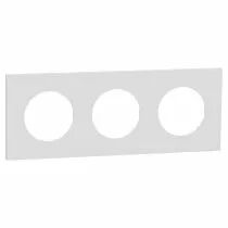 SCHNEIDER ELECTRIC - Odace Métal - plaque de finition 3 postes - effet Céramique Blanc support blanc (S917706)